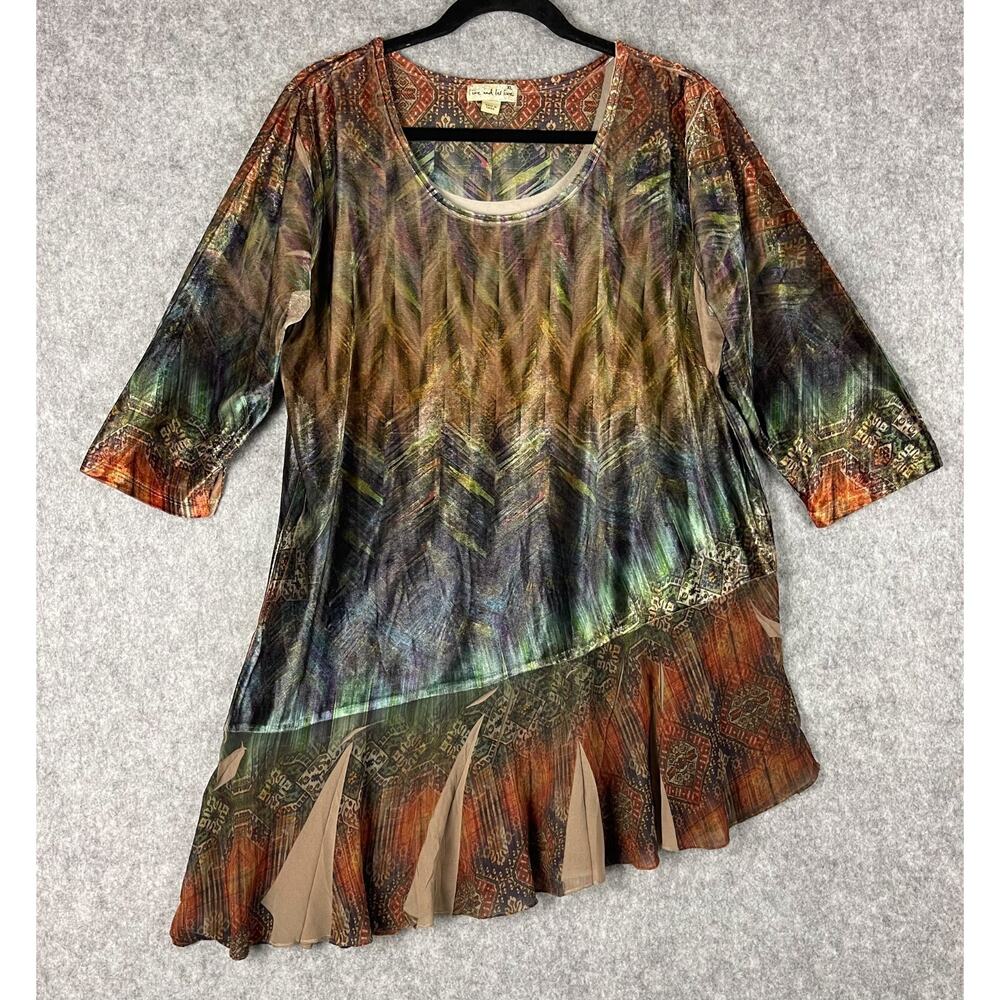 Live And Let Live Velvet Tunic Top Womens XL Asymmetrical Whimsigoth Fairy Artsy